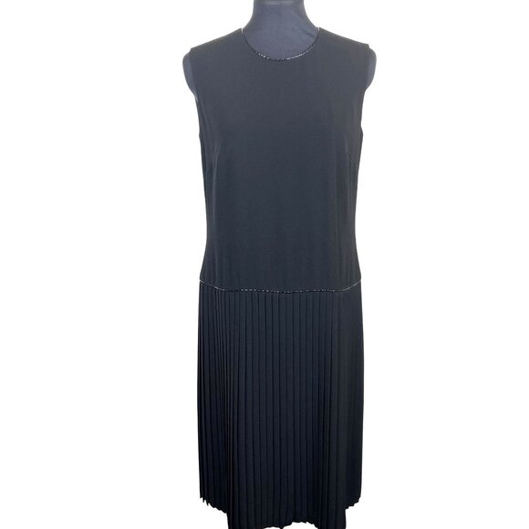 Ellen Tracy Womens 6 Sleeveless Classic Professional Black Pleated Flapper Dress - Picture 1 of 15